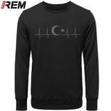 Fo'r Men Casual Cotton Long Sleeve Funny Turkish Flags Hoodies, Sweatshirts