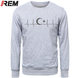 Fo'r Men Casual Cotton Long Sleeve Funny Turkish Flags Hoodies, Sweatshirts