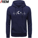 Fo'r Men Casual Cotton Long Sleeve Funny Turkish Flags Hoodies, Sweatshirts