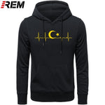 Fo'r Men Casual Cotton Long Sleeve Funny Turkish Flags Hoodies, Sweatshirts