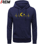 Fo'r Men Casual Cotton Long Sleeve Funny Turkish Flags Hoodies, Sweatshirts