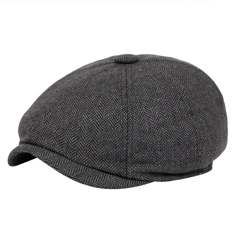 Men beret vintage Herringbone Gatsby Tweed peaky blinders hat