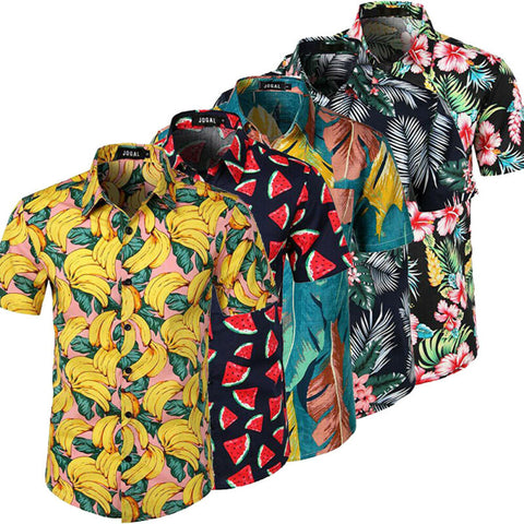 Fruit Print Shirts Tops Casual Short Sleeve Summer Holiday Vacation