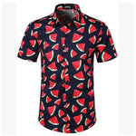 Fruit Print Shirts Tops Casual Short Sleeve Summer Holiday Vacation