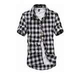 Mens Checkered Shirts Short Sleeve Shirt Men Blouse
