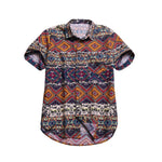 Men Shirt Ethnic Style Print Men Casual Shirt Lapel Neck Streetwear
