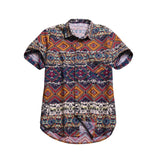 Men Shirt Ethnic Style Print Men Casual Shirt Lapel Neck Streetwear