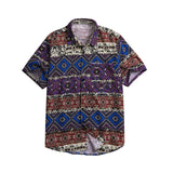 Men Shirt Ethnic Style Print Men Casual Shirt Lapel Neck Streetwear